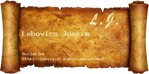 Lebovics Joakim névjegykártya